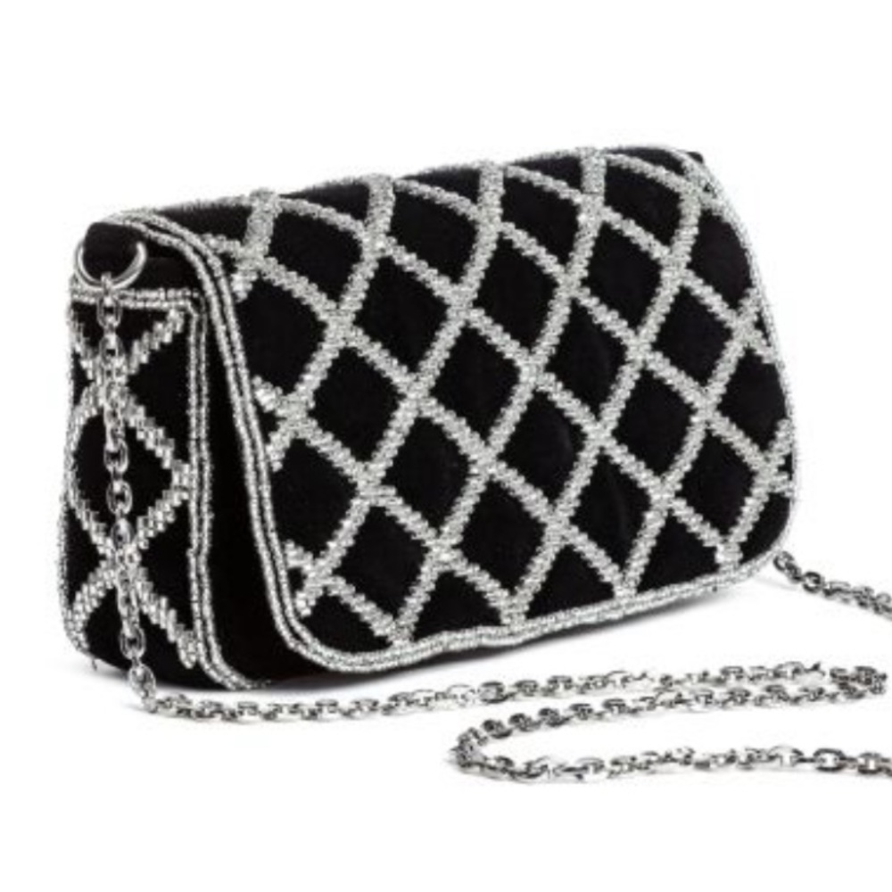 NWT H & M Black Beaded Shoulder Bag - Picture 1 of 17